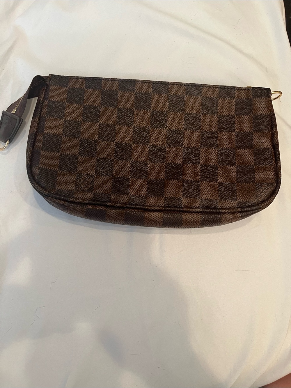 Louis Vuitton Brown Damier Ebene Zip Pouch Wristlet